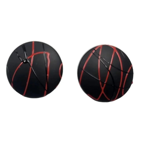 Vintage Jewelry - Vintage Black Red Enamel Round Studs Earrings